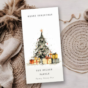 Carte de vacances moderne Sketchy Christmas Tree C