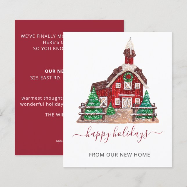 Carte de vacances Moved de Noël de la maison budgé (Devant / Derrière)