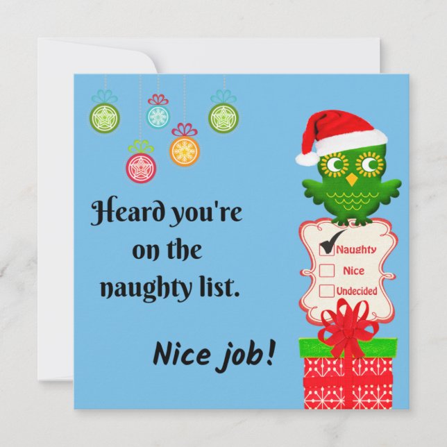Carte de vacances Naughty List (Devant)