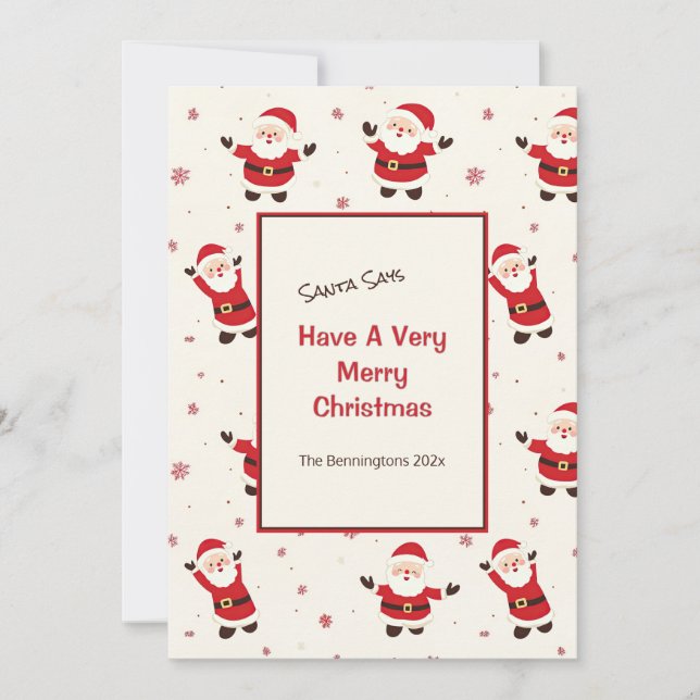 Carte de vacances Noël Cute Retro Père Noël (Devant)