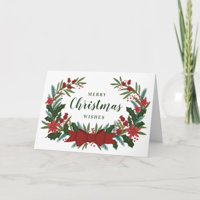 Carte de vacances Noël Green Wreath (Devant)