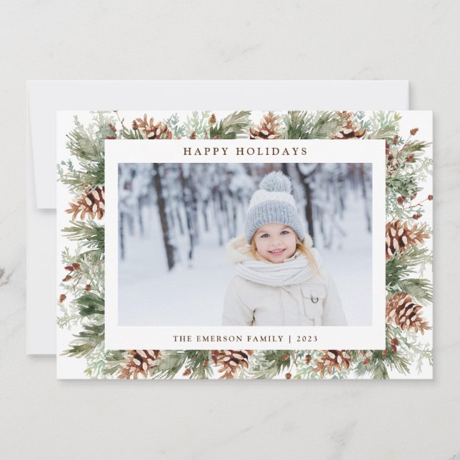 Carte de vacances Noël hiver Botanique (Devant)