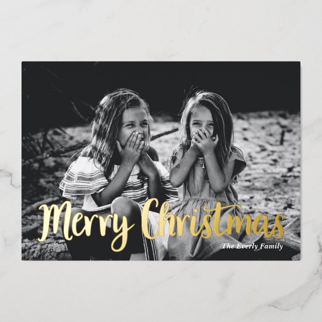 Carte de vacances Noël Merry Foil (Recto)