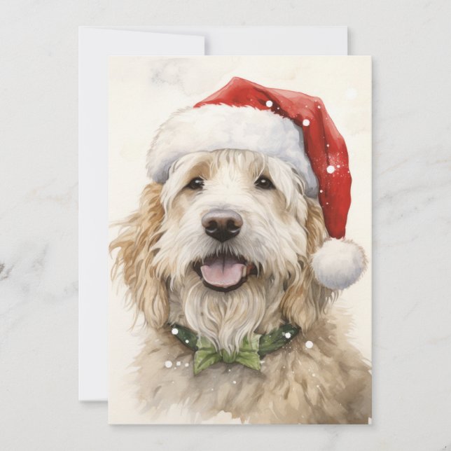 Carte de vacances Noël Père Noël Dog Flat (Devant)