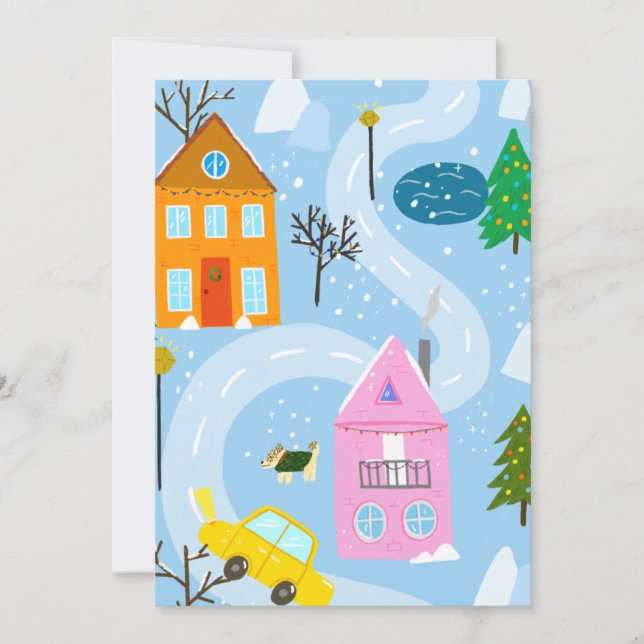 Carte de vacances Noël simple neige hiver (Devant)