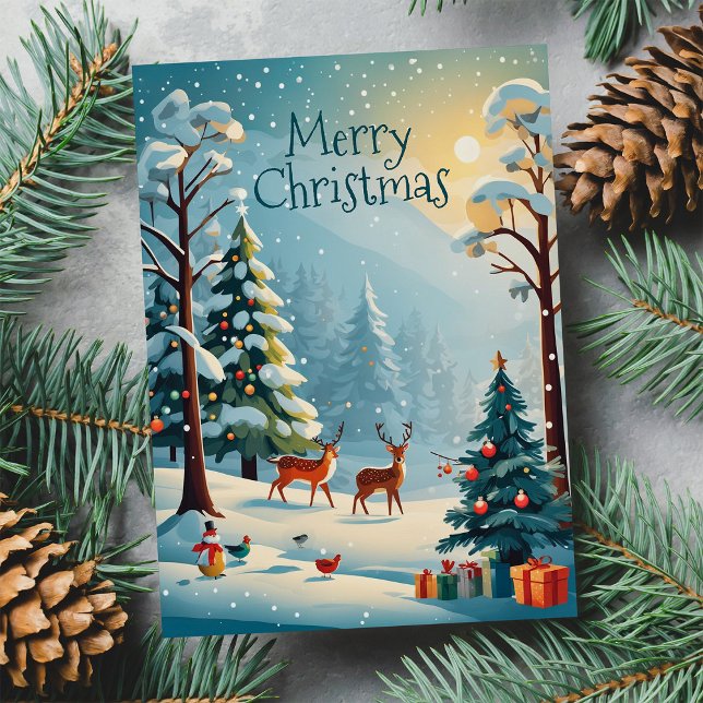 Carte de vacances Noël Snowy Winter Forest (Créateur téléchargé)