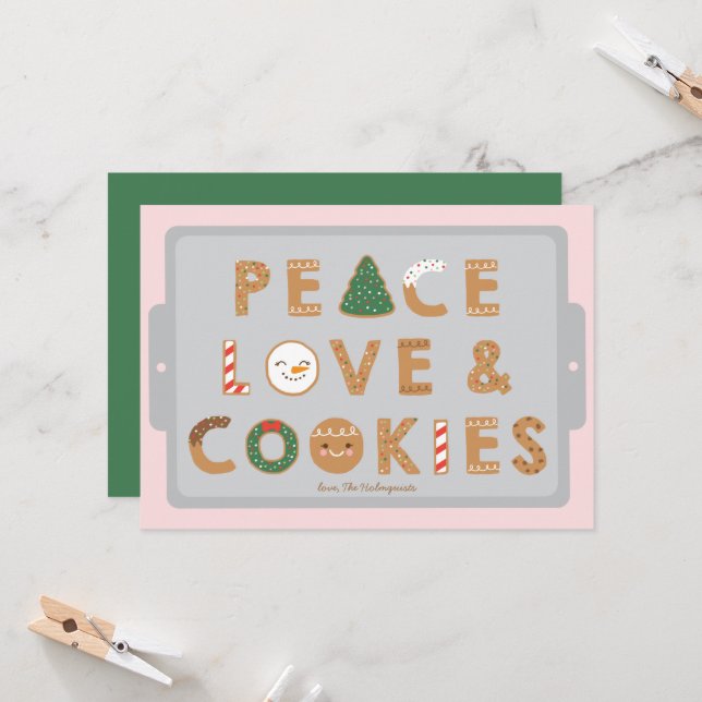 CARTE DE VACANCES PAIX, AMOUR & COOKIES (Devant/Arrière en situation)