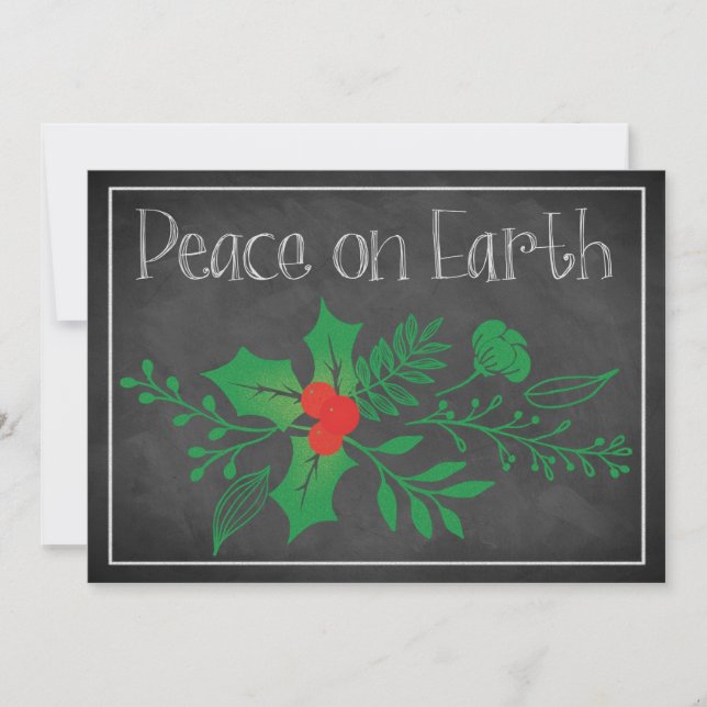 Carte de vacances Paix sur Terre | Faux Chalkboard (Devant)