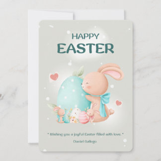 Carte de vacances Pâques Bunny Bouquet