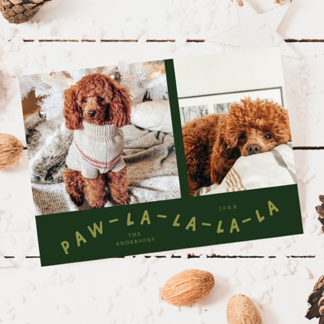 Carte de vacances Paw-La-La-La-La-Green Pet Photo (Créateur téléchargé)