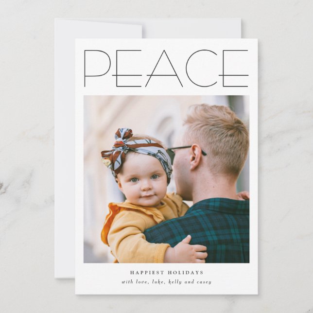 Carte de vacances PEACE Minimal grande photo perso (Devant)
