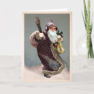 Carte de vacances Père Noël armée vintage