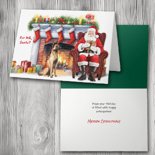 Carte de vacances père Noël Cadeau Malinois belge