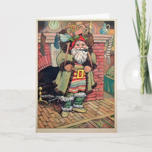 Carte de vacances Père Noël couleur victorienne (Devant)