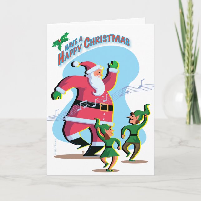 Carte de vacances Père Noël Dancing (Devant)