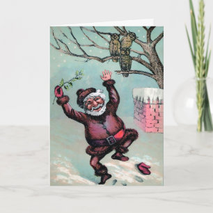 Carte de vacances Père Noël Dancing vintage