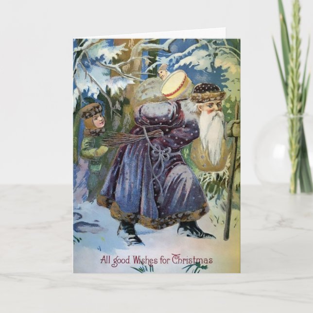 Carte de vacances Père Noël de baskets victorienne (Devant)