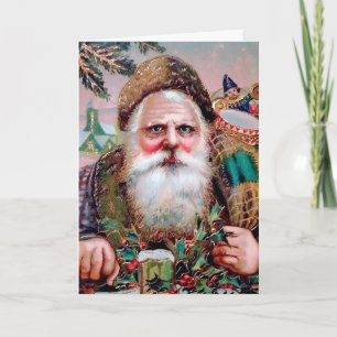 Carte de vacances Père Noël Déplaisant vintage