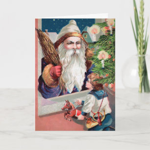 Carte de vacances Père Noël Déplaisant vintage