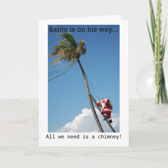 Carte de vacances Père Noël Escalade Palm Tree (Devant)