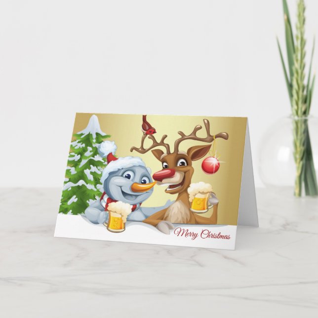 Carte de vacances Père Noël et Reindeer sur mesure (Devant)
