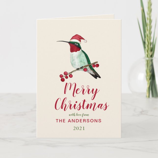 Carte de vacances Père Noël Hummingbird personnali (Devant)