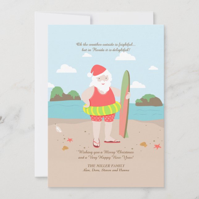 Carte de vacances père Noël in Paradise (Devant)