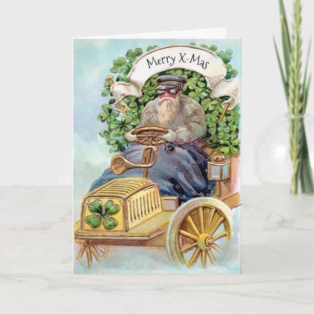 Carte de vacances Père Noël irlandaise Victorian (Devant)