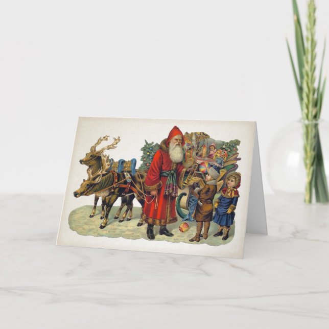 Carte de vacances Père Noël vintage (Devant)