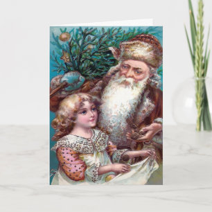 Carte de vacances Père Noël vintage Scary