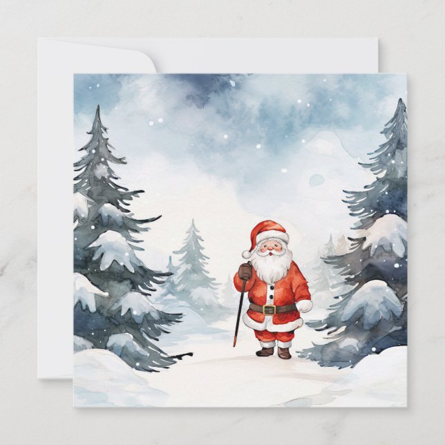Carte de vacances Père Noël Watercolor (Devant)
