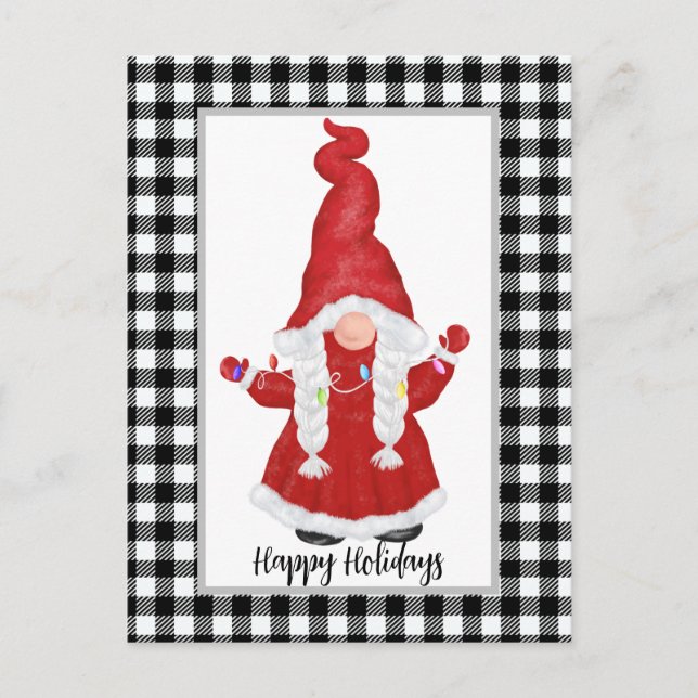 Carte de vacances personnalisée Gnome de Père Noël (Devant)