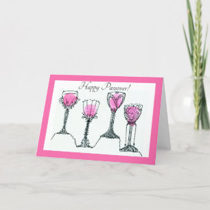 Carte de vacances Pesach 4 tasses de vin Carte de 