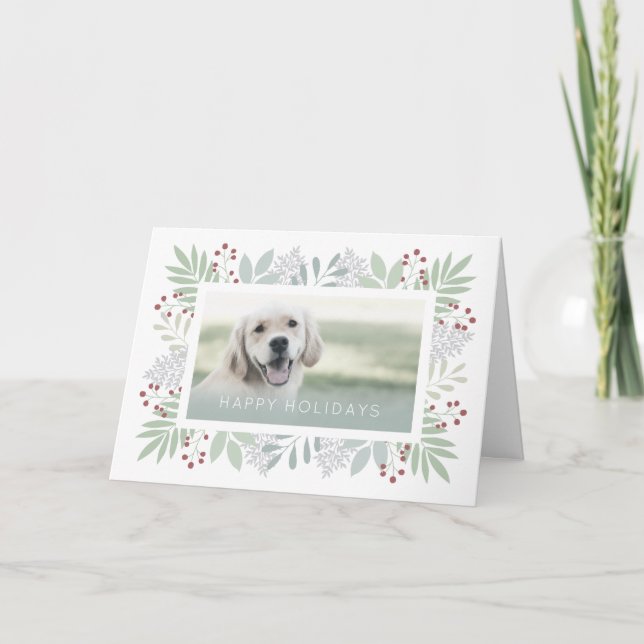 Carte de vacances Pet Dog Green Foliries Design (Devant)