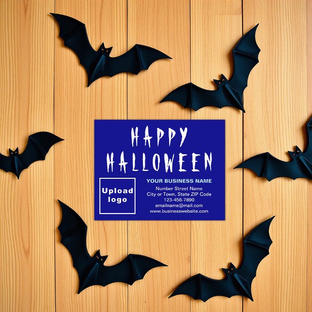 Carte de vacances petit bleu d'Halloween d'affaire (Blue Halloween business flat holiday card)