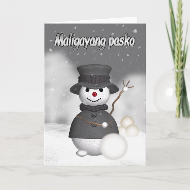Carte de vacances philippine avec bonhomme de neig (Devant)