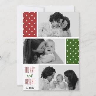 Carte de vacances photo à pois rouges et verts