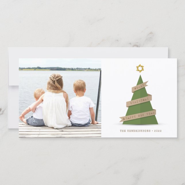 CARTE DE VACANCES PHOTO | Arbre à papier de Noël (Devant)