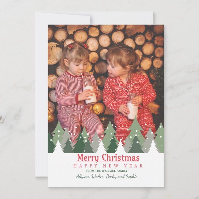 Carte de vacances photo Arbres de Noël (Devant)