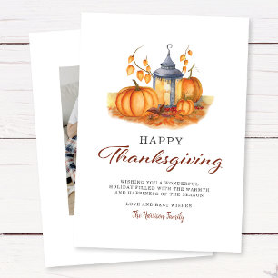 Carte de vacances photo Citrouille de Thanksgiving