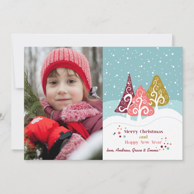 Carte de vacances photo d'arbres rétro (Devant)