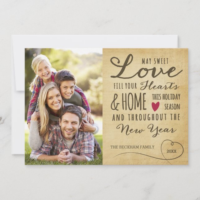 Carte de vacances photo de l'amour doux de style v (Devant)