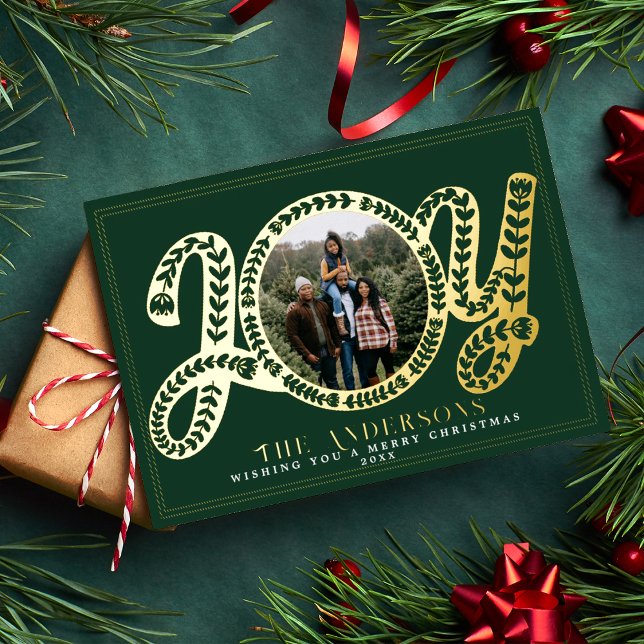 Carte de vacances photo de Noël Green Joy (Créateur téléchargé)