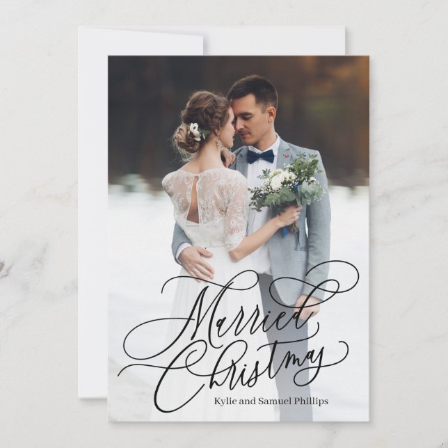 Carte de vacances photo de Noël mariée (Devant)