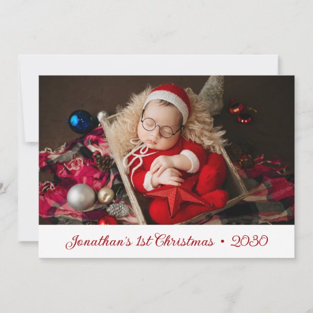 Carte de vacances photo de Noël pour bébé (Devant)