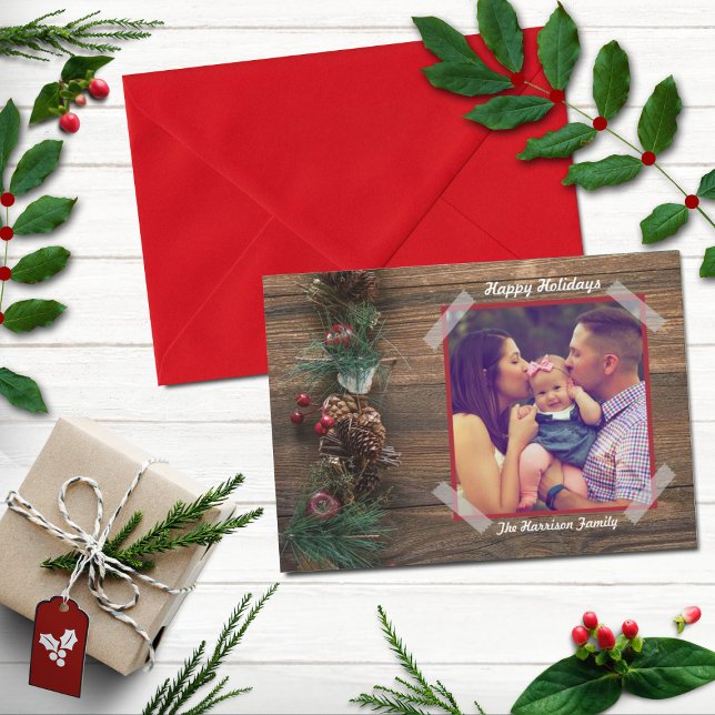 Carte de vacances photo de Noël rustique (Créateur téléchargé)