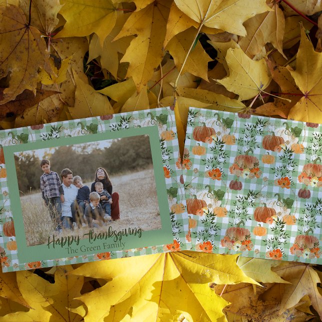 Carte de vacances photo de Thanksgiving citrouille (Créateur téléchargé)