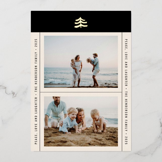 Carte de vacances photo d'un arbre simple en feuil (Recto)