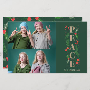 Carte de vacances photo Green Holly Berry Budget