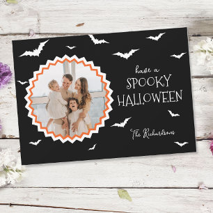Carte de vacances photo Halloween noir cadre uniqu